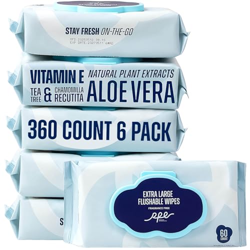 360 Count Flushable Wet Wipes with Vitamin E Aloe