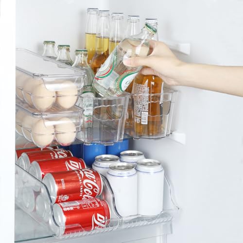 6 Pack Fridge Organizer Bins with Egg and Can Holders
