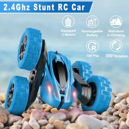 ORRENTE Remote Control Car, RC Cars Toys for Ages 5-7, 2.4GHz 4WD Fast RC Car Kids Toys for Ages 8-13, Double Sided 360° Rotating Monster Truck Toys for Girls RC Truck Toy Cars for Boys