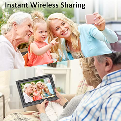 SAMMIX Digital Picture Frame, 10.1 Inch WiFi Digital Photo Frame, IPS HD Touch Screen Electronic Picture Frame, 16GB Storage, Slideshow, Easy to Share Photos and Video via Uhale APP, Gifts for Family