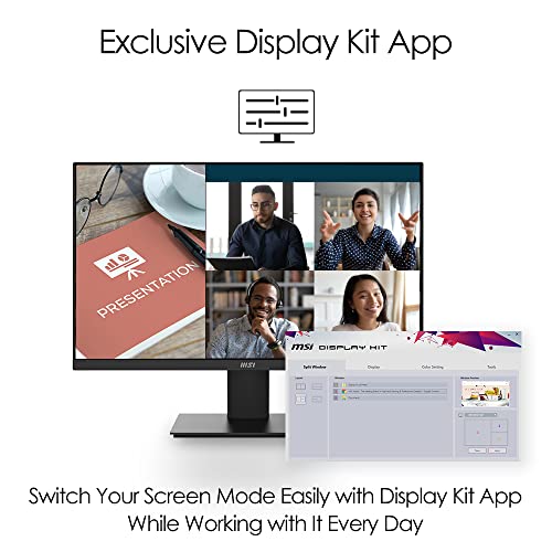 MSI Pro MP241X 24” Monitor, Full HD 1080p, 75Hz Refresh Rate, Anti-Glare Display, Less Blue Light, VESA Mountable, HDMI and VGA, Black