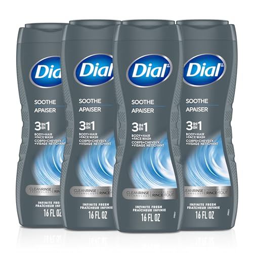 4 Pack Dial Men 3-in-1 Body Hair Face Wash