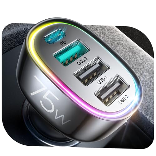 75W USB C Multiport Fast Car Charger Adapter