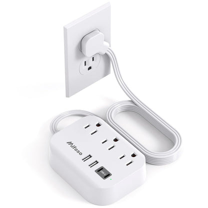 Mifaso 5Ft Power Strip with 4 USB Ports