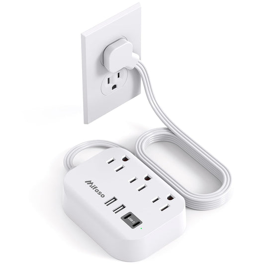 Mifaso 5Ft Power Strip with 4 USB Ports