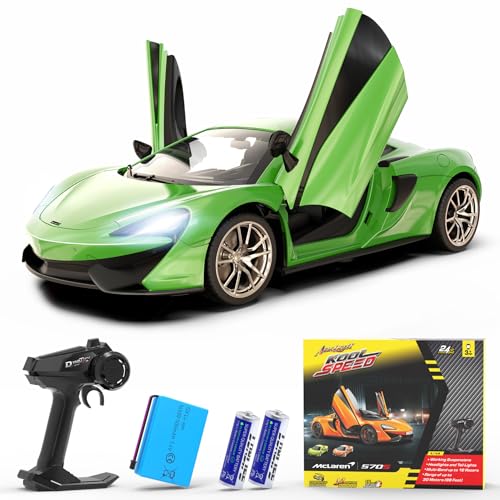 AEROQUEST McLaren Remote Control Car, 1:14 Scale McLaren RC Cars 7.4V 500mAh Officially Licensed 15Km/h Fast Toy Car with Headlight 2.4Ghz Toy Car for Adults Boys Girls Birthday Gift, Green