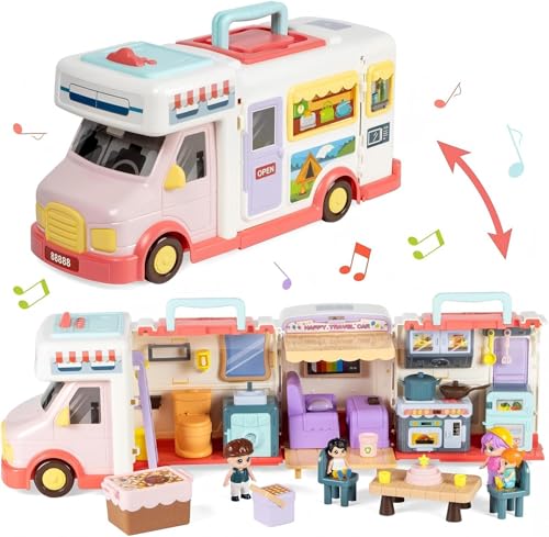 Transformable Dollhouse Playset with Inertia Vehicle and Sounds
