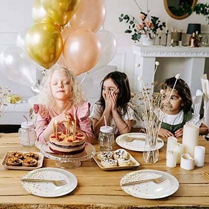 105 Pack Disposable Gold Dot Paper Plates and Napkins