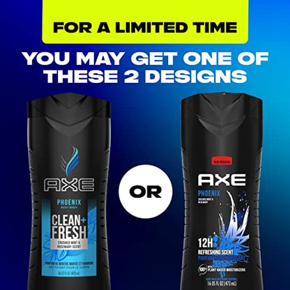 UPDATE: ALIVE AGAIN 🔥 AXE Body Wash Phoenix 4 Count 12h Refreshing Scent Crushed Mint & Rosemary Men's Body Wash with 100% Plant-Based Moisturizers 16 oz