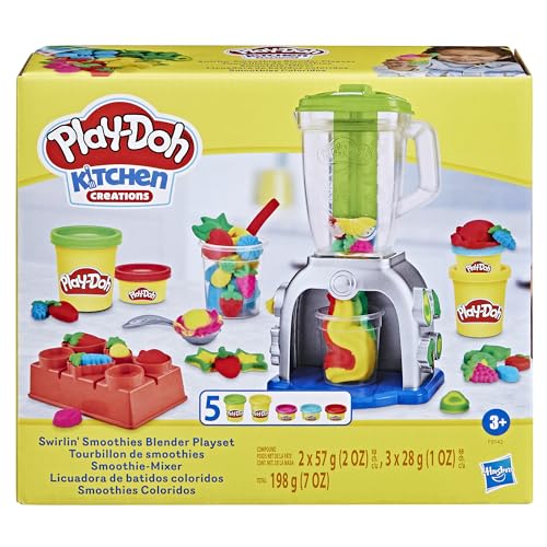 Play-Doh Swirlin' Smoothies Toy Blender Playset, Play Kitchen Appliances, Kids Arts and Crafts Toys for 3 Year Old Girls and Boys and Up