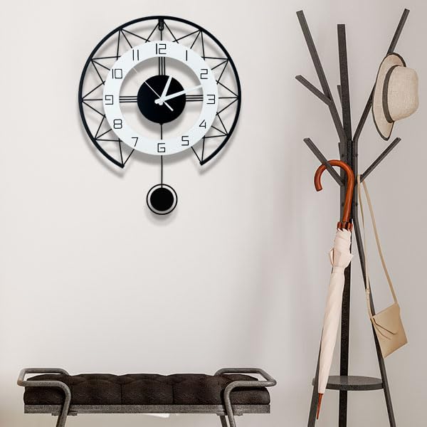 17" Modern Silent Wall Clock with Pendulum