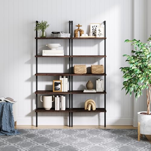 2 Pack Nathan James Theo 5-Shelf Wall Bookcase
