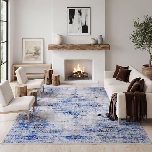 5x7 Machine Washable Abstract Area Rug