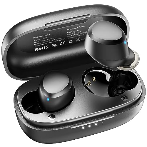 TOZO A1 Mini Wireless Earbuds Bluetooth 5.3 in Ear Light-Weight Headphones Built-in Mic Calls, IPX5 Waterproof, Immersive Premium Sound Connection Headset with Charging Case, 32 Preset EQs via APP