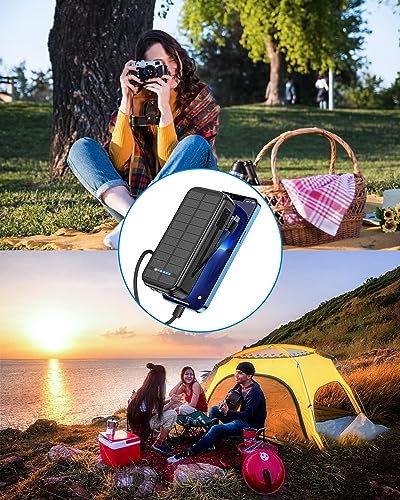 Portable Charger with Built in Cable Power Bank 30000mAh Fast Charging PD 20W Battery Pack 5 Output und 4 Input Backup Charger Travel for iPhone Android Samsung etc-Black