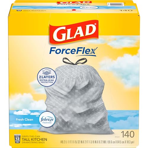 140 Count Glad ForceFlex 13 Gallon Kitchen Trash Bags