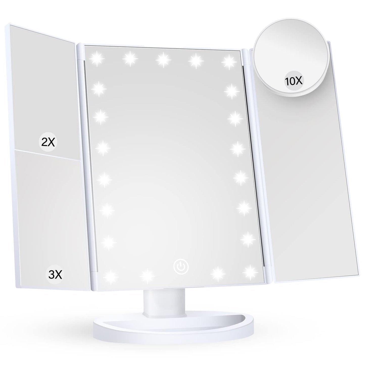 Lighted Trifold Makeup Mirror with Magnification