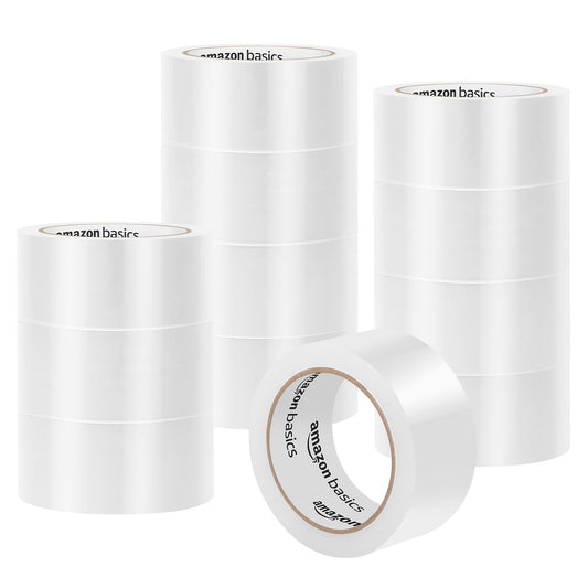 Amazon Basics Packaging Tape for Shipping, Moving and Storing, 1.88" x 54.6 yds, 12-pack, Translucence