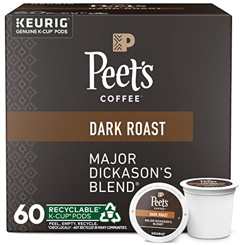 60 Count Peet's Coffee K-Cup Pods Major Dickason's