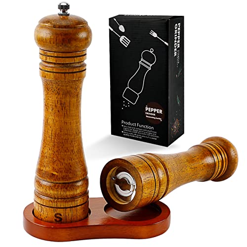 2 Pack Salt and Pepper Grinder Set with Tray