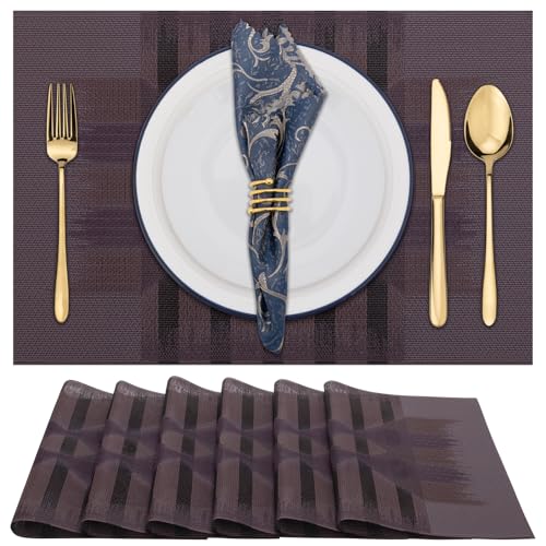 6 Pack Heat Resistant Washable Vinyl Placemats