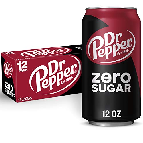 12 Pack Dr Pepper Zero Sugar Soda, 12 oz Cans