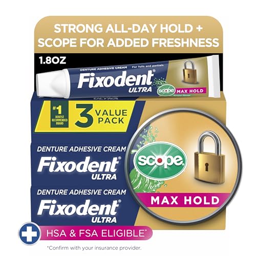 3 Pack Fixodent Ultra Max Hold Denture Adhesive 1.8oz