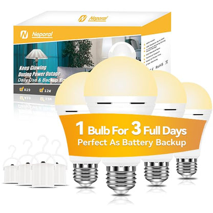 Rechargeable Emergency Light Bulbs - 2600mAh Backup