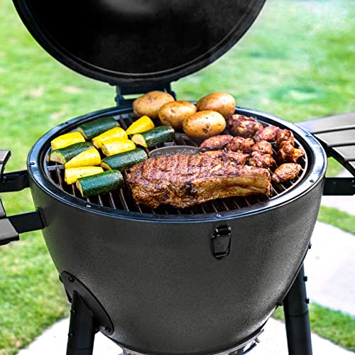 Char-Griller® AKORN® Kamado Charcoal Grill and Smoker with Cast Iron Grates, Warming Rack and Locking Lid with 445 Cooking Square Inches in Graphite, Model E16620