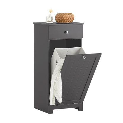 Haotian Bathroom Laundry Basket, Laundry Cabinet, Bathroom Hidden Laundry Hamper Cabinet, Clothes Basket, Grey, BZR21-DG