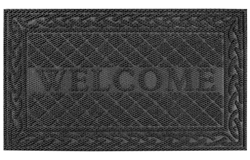 Mibao Durable Door Mat (18"x30",Gray), Welcome Mats Outdoor, Front Door Mats Outdoor Entrance, Outdoor Rubber Mats, Welcome Doormat, Entry Door Mats Outside for Entryway, Patio, High Traffic Areas