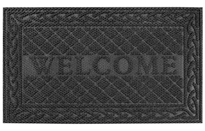 Mibao Durable Door Mat (18"x30",Gray), Welcome Mats Outdoor, Front Door Mats Outdoor Entrance, Outdoor Rubber Mats, Welcome Doormat, Entry Door Mats Outside for Entryway, Patio, High Traffic Areas