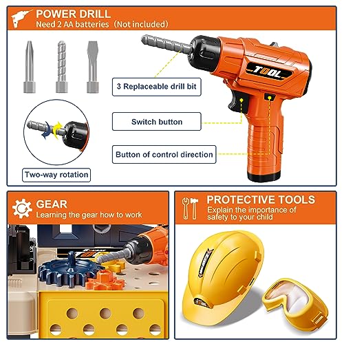 Kids Tool Bench Set with Electric Toy Drill