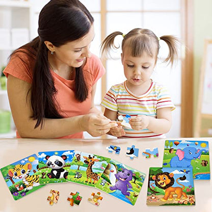 Puzzles for Kids Ages 3-5 Toddler Wooden Toys Montessori Learning Education Preschool Sets Gift for Boy Girl 3 4 5+ Years Old, Pack of 6 (20 Pieces)