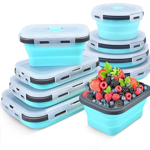 8 Pack Collapsible Food Storage Containers with Lids