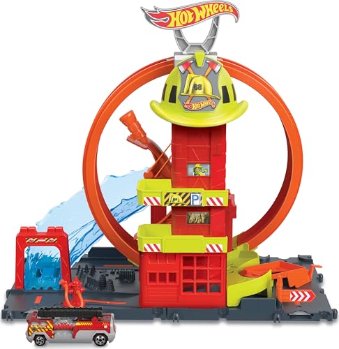 Hot Wheels City Fire Station Track Set with Car