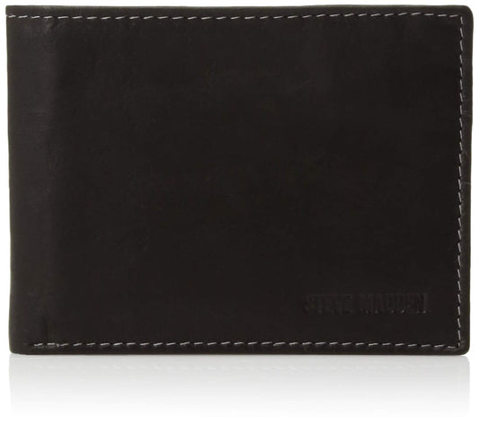 Steve Madden Men's Leather Wallet with Flip Pockets