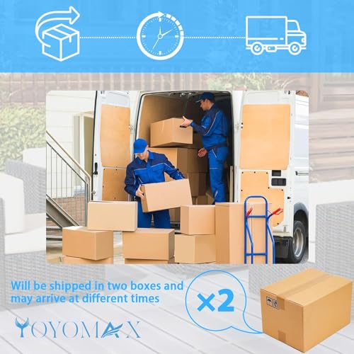 yoyomax 7-Piece Outdoor Patio Furniture, All-Weather Sectional PE Rattan Manual Weaving Wicker Glass Table&Cushion, 7PCS Conversation Sofa Set, Light Brown