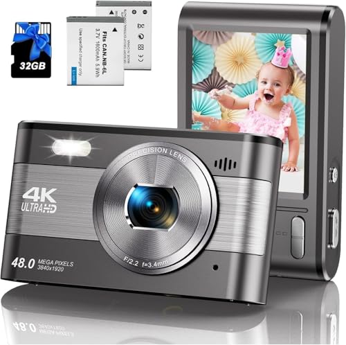 48MP 4K Compact Digital Camera with 32GB SD Card