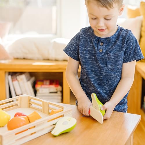 Melissa & Doug Cutting Fruit Set - Wooden Play Food Kitchen Accessory, Multi - Pretend Play Accessories, Wooden Cutting Fruit Toys For Toddlers And Kids Ages 3+
