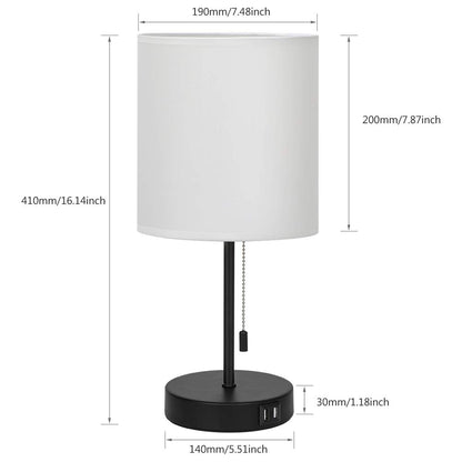 JS NOVA JUNS Table Lamps Set of 2, Bedside Lamps with Dual USB Quick Charging Ports, Desk Lamps with Metal Base White Fabric Lamp Shade for Bedroom Living Room Study Room Office Dressing Room