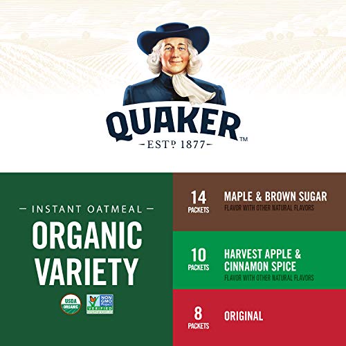 Quaker Instant Organic Oatmeal Variety Pack, 32 Count