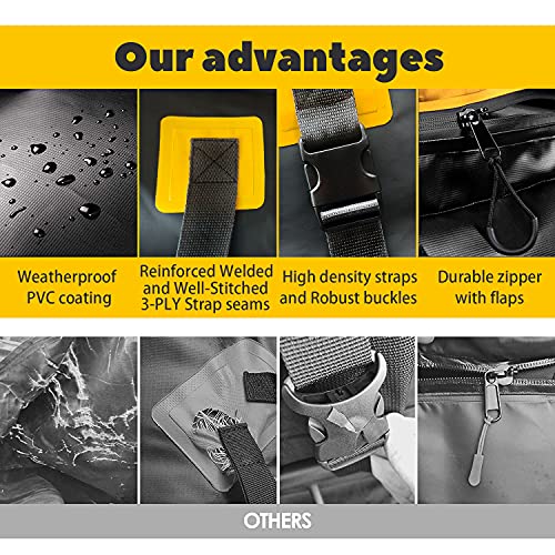 SHIELD JACKET Car Rooftop Cargo Carrier (15 Cubic Feet) - Waterproof Rooftop Bag for Cars, Vans and SUVs - Great for Travel or Off-Roading - Double Vinyl Construction, Easy to Use (Yellow)