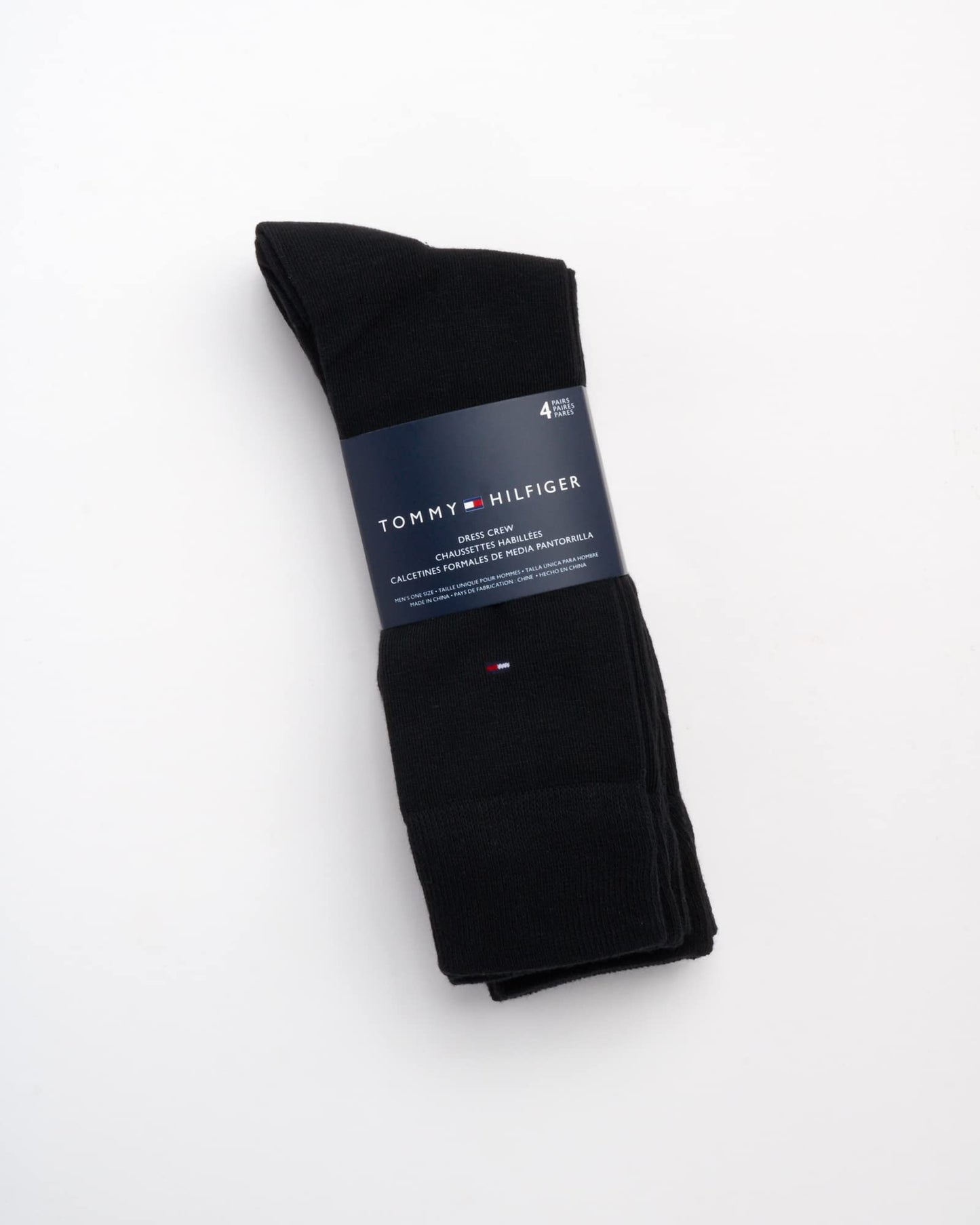 Tommy Hilfiger Men's Dress Socks - Lightweight Comfort Crew Sock (4 Pack), Size 7-12, Black