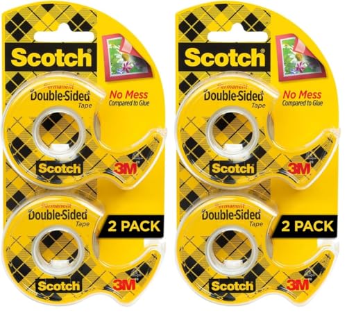 2 Pack Scotch Double Sided Tape, 0.5" x 400"