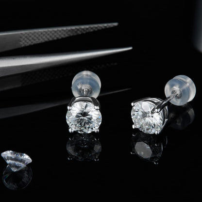 Moissanite Stud Earrings for Women,1CT Man Made D Color VVS1 Round Diamond Jewelry,Sterling Silver 18K White Gold Plated Men Earring