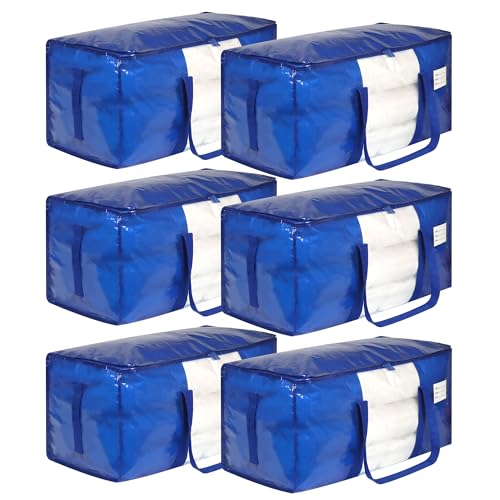 6 Pack Moving Storage Bags with Handles and Zippers