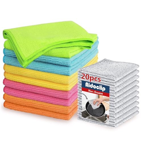 20 Pack Microfiber Dish Cloths, Reusable Cleaning Rags