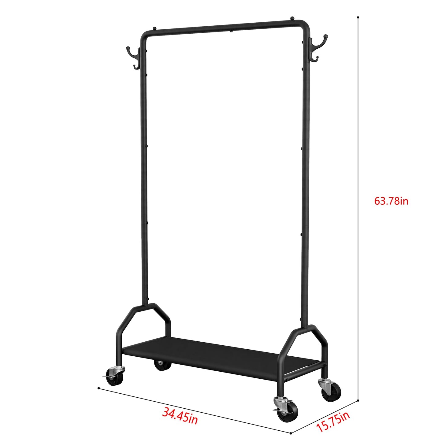 Wiracks Rolling Clothes Rack With Bottom Shelves