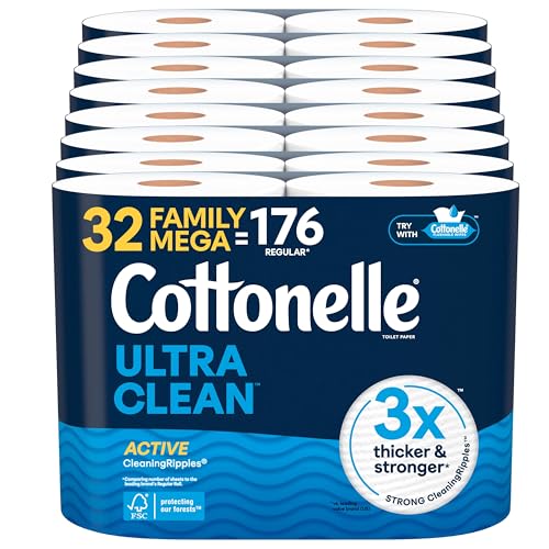 32 Family Mega Rolls Cottonelle Ultra Clean Toilet Paper